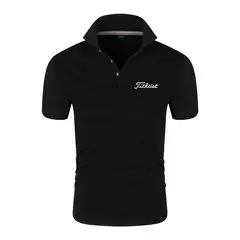 Cross-border Golf Sports T-shirt Letter Printing Men's Lapel Short Sleeve Polo Shirt Men's T-shirt Factory Direct Supply