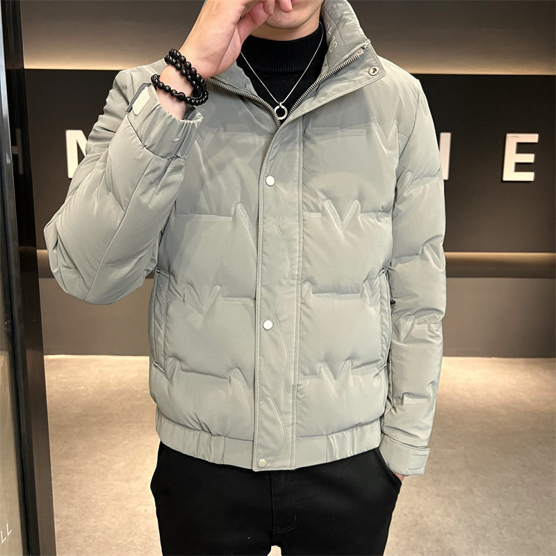 Men's down Jacket Trendy Simple Stand Collar Thick Warm Korean Style Slim Stylish Trendy Brand Men's down Coat