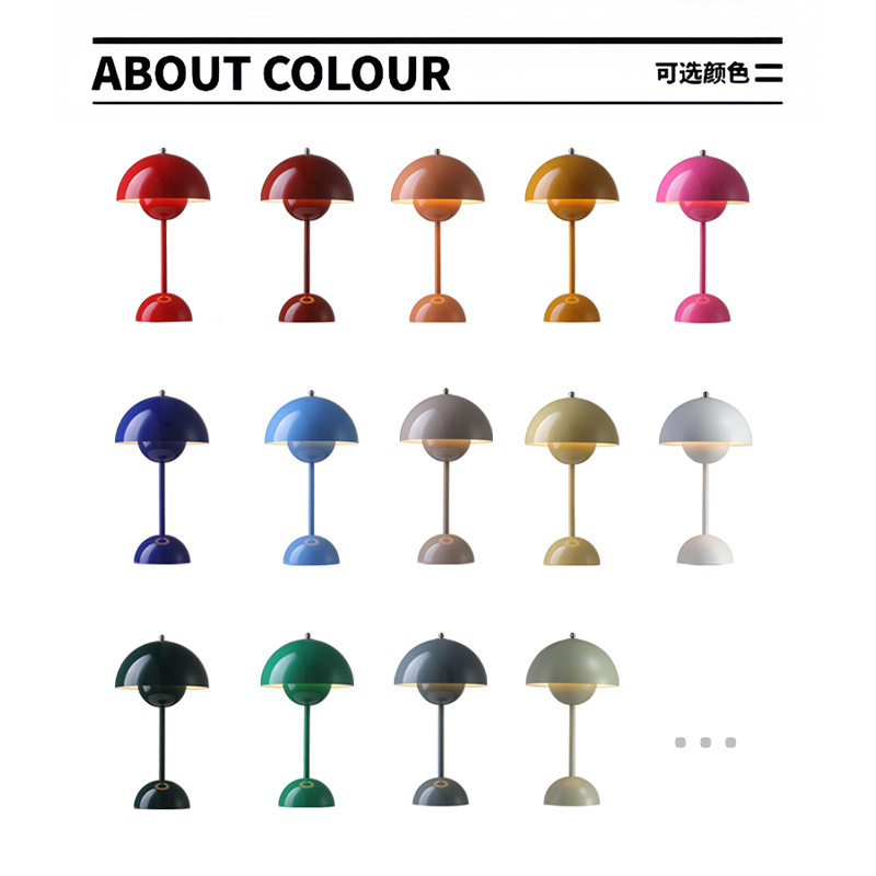 Denmark 1:1 high-quality high-grade flower bud table lamp mushroom table lamp Nordic atmosphere rechargeable wireless bedroom bedside table lamp