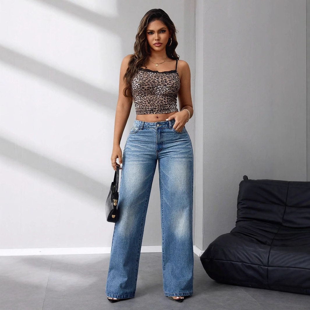Loose Fit Wide Leg Denim Pants High Quality Fabric Casual Style Trendy Design Perfect for Everyday Wear Wholesale