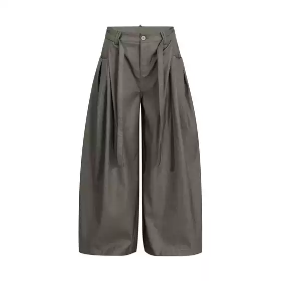 American High Street Style Men's Pants, Solid Color Pleated Wide-Leg Trendy Brand Loose New Versatile Casual Pants for Men