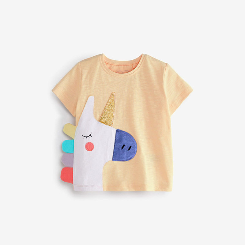 Kids' T-shirt, New Summer Cartoon Top, Cotton Crewneck Sweat-absorbent Girls' T-shirt