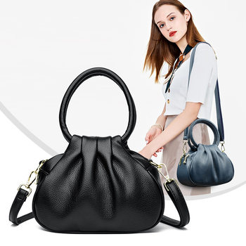 Cross-Border Mom Bag, Simple Middle-Aged Women's Bag, 2025 New Style Women's Double-Layer Small Handbag, Crossbody Soft Leather Women's Small Bag