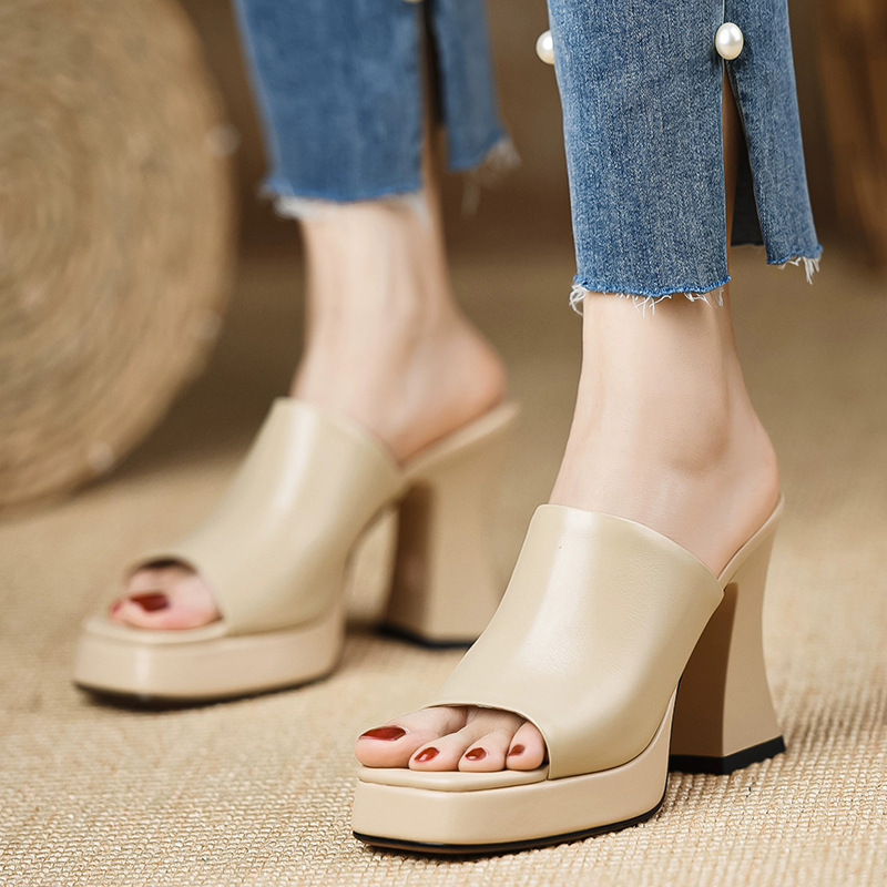 Sandal nữ quai ngang đế dày phong cách nhẹ nhàng thanh lịch, dép đi ngoài thoải mái — đen, mơ