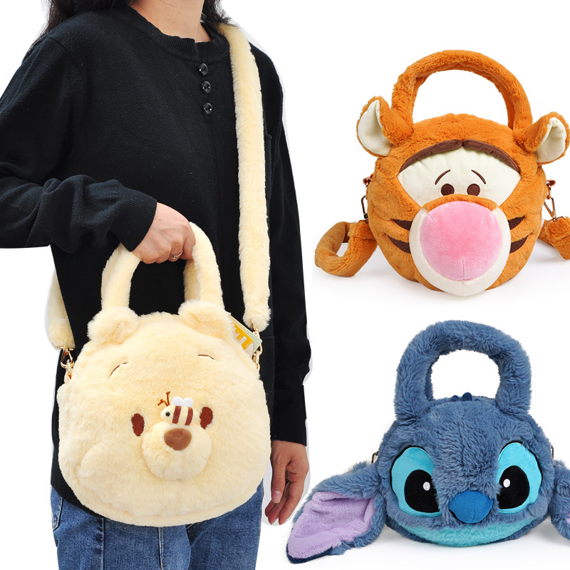 Genuine Pooh Bear oblique Satchel Handbag Dual Leisure Cartoon Cute Putt-Putt Bear Plush Shoulder Bags  正版维尼熊斜挎包手提袋两用休闲卡通可爱噗噗熊毛绒单肩包 Genuine Pooh Bear oblique Satchel Handbag Dual Leisure Cartoon Cute Putt-Putt Bear Plush Shoulder Bags 