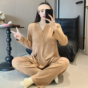Xiyue's New Derong Maternity Belt Fixed Chest Pad Confinement Clothes Plus Headband Maternity Winter Warm Breastfeeding Three-Piece Set