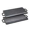 Cast Iron Pan Outdoor Barbecue Meat Frying Pan 202 Stripes Rectangular Double-Sided Iron Plate Double-Eared Barbecue Pan Flat Grill Pan