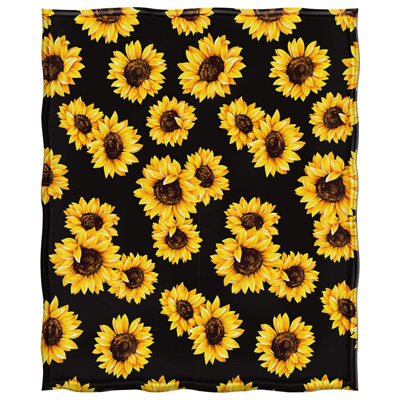 Sunflower Cover Blanket Amazon Hot Selling Blanket Flannel Lamb Fleece Printed Bed Sofa Blanket Ladies Gift Wholesale