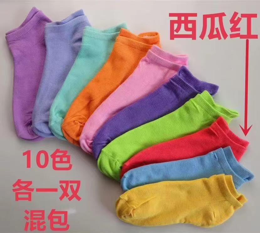 跨境糖果色女士袜子夏季吸汗透气彩色百搭短袜休闲袜子厂家批发