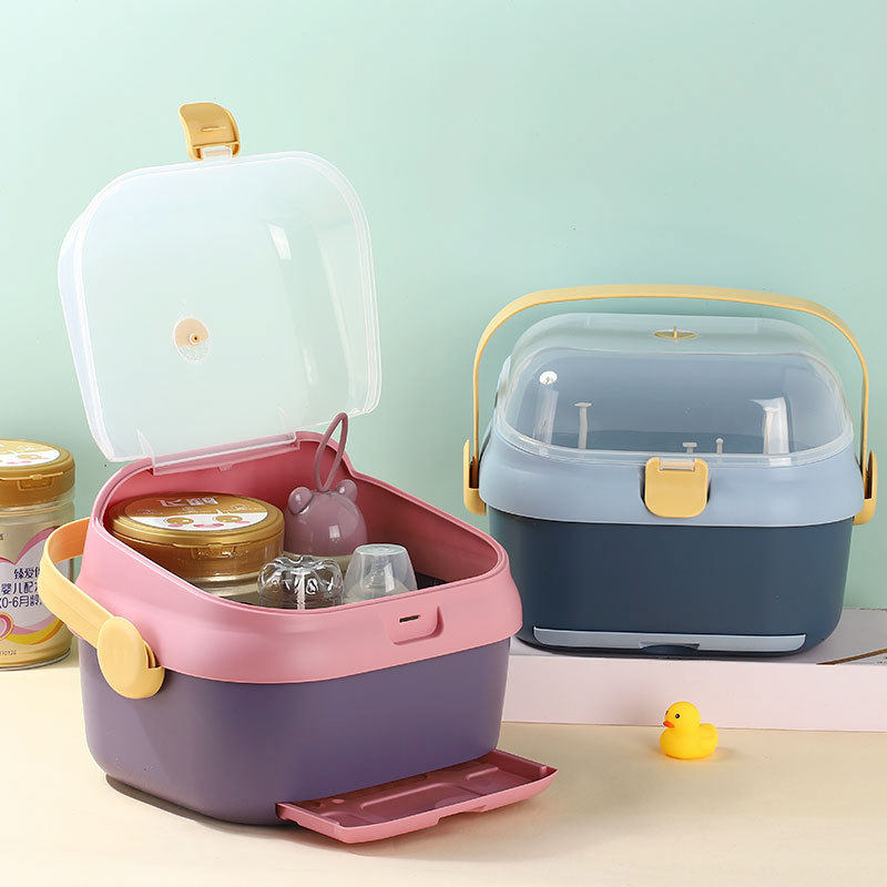 Maternal and Infant Direct Broadcast Supply Baby Bottle Storage Box Baby Dust-proof Drain Tableware Baby Bottle Storage Box Baby Bottle Storage Box