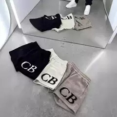 Cb Jacquard Letter Logo Woolen Drawstring Shorts American High Street Fashion Brand Basic Simple Straight-Leg Casual Pants for Men and Women