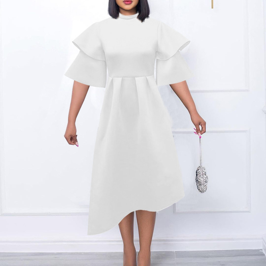 Plus Size Womens A Line Dress Solid Color Double High Neck Elegant Style Perfect for Evening Parties Wholesale