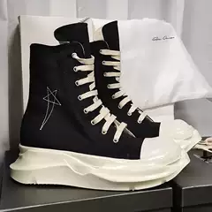 Women's Ready-Made Men's High-Top Embroidered Lace-Up Casual Black Canvas Shoes Sneakers 2024 Summer Satin Breathable Men's Shoes
