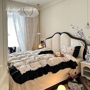 French-Style Cream Retro Butterfly Genuine Leather Modern Minimalist High-End Double Luxurious Princess Wedding Bed