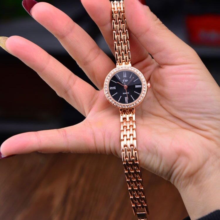 电视同款女表韩版时尚罗马条钉女士腕表玫瑰金色学生环钻手链表