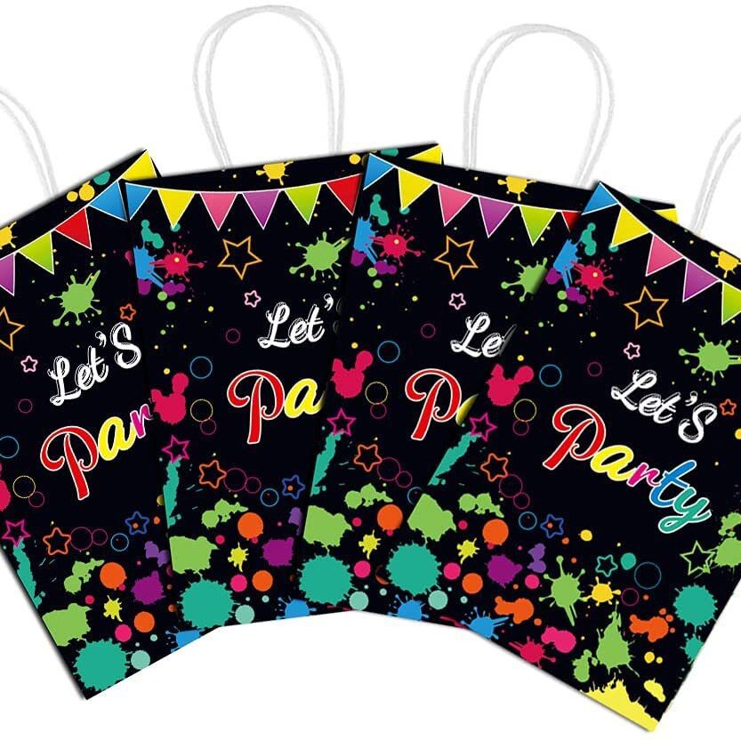 LET'S Theme Luminous Paper Bag Cross-border E-commerce Amazon Birthday Party Fluorescent Kraft Paper Bag Candy Bag