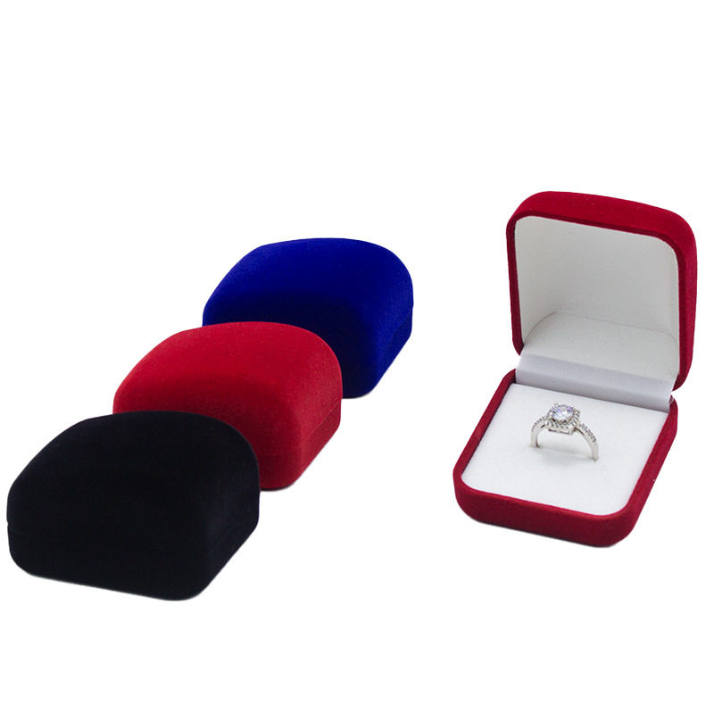 High-grade Arc Top Ring Box Flocking Steamed Bread Jewelry Box Earrings Small Pendant Storage Box Jewelry Packaging Box
