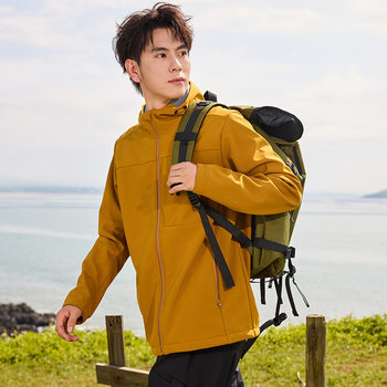 25 Autumn Soft Shell Jacket Women's Velvet Windproof and Waterproof Outdoor Mountaineering Warm Jacket Soft Shell Jacket Men's Customized