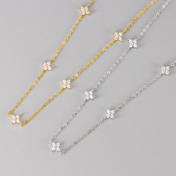 Four-leaf Clover Gypsophila Necklace European and American Foreign Trade Hot-selling AliExpress Explosive Temperament Daily Commute All-match Clavicle Chain