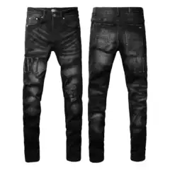 Foreign Trade Cross-border European and American Trendy Brand Street hiphop Fashion Tight-fitting Jeans
