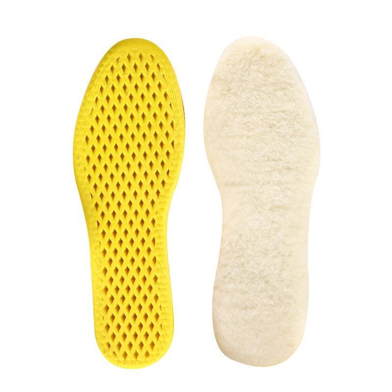 Warm Insoles with Fleece Lining, Thick Imitation Cashmere Insoles, Sweat-Absorbent, Odor-Resistant, Soft, Elastic, Shock-Absorbing, Plush Insoles for Long Standing Without Fatigue