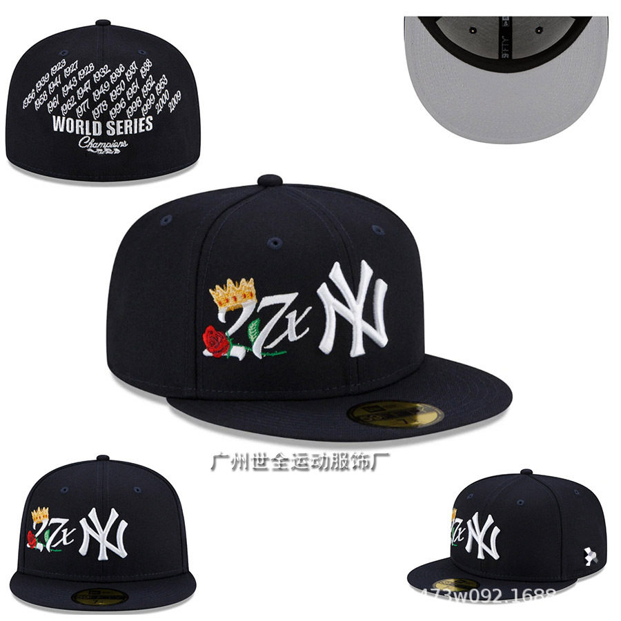 Closed cap Yankees baseball cap men and women embroidered flat brim cap non-adjustable American hip-hop size hat wholesale