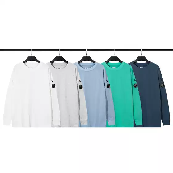Cross-Border C P Company. Lens Pocket Autumn and Winter Long-Sleeve T-Shirt, Round Neck, Pure Cotton, Loose Fit, European and American Style