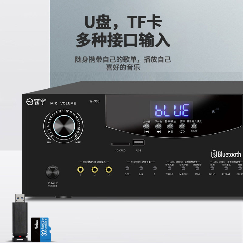 New Professional High Power Fixed Resistance Speaker Karaoke Amplifier Home Bluetooth 2.1 Amplifier hifi Audio