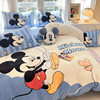 Cartoon strawberry bear milk velvet four-piece set Winter thickened coral velvet bedding flannel quilt cover bed sheet