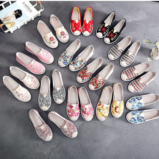 25 Spring and Autumn New Old Beijing Cloth Shoes Casual Canvas Shoes Slip-on Women's Shoes Non-slip Soft Bottom All-match Women