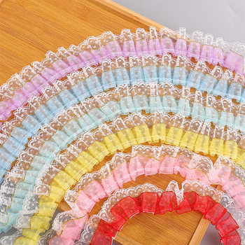 3.5cm Phnom Penh Double Pleated Lace Handmade DIY Clothing Home Textile Accessories Discounted Lace Accessories Wholesale
