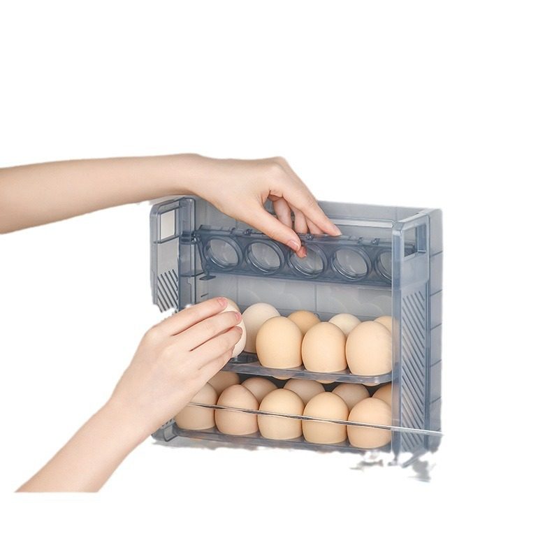 Egg storage box refrigerator preservation storage portable multi-layer egg grid drop-resistant egg tray timing egg box food grade