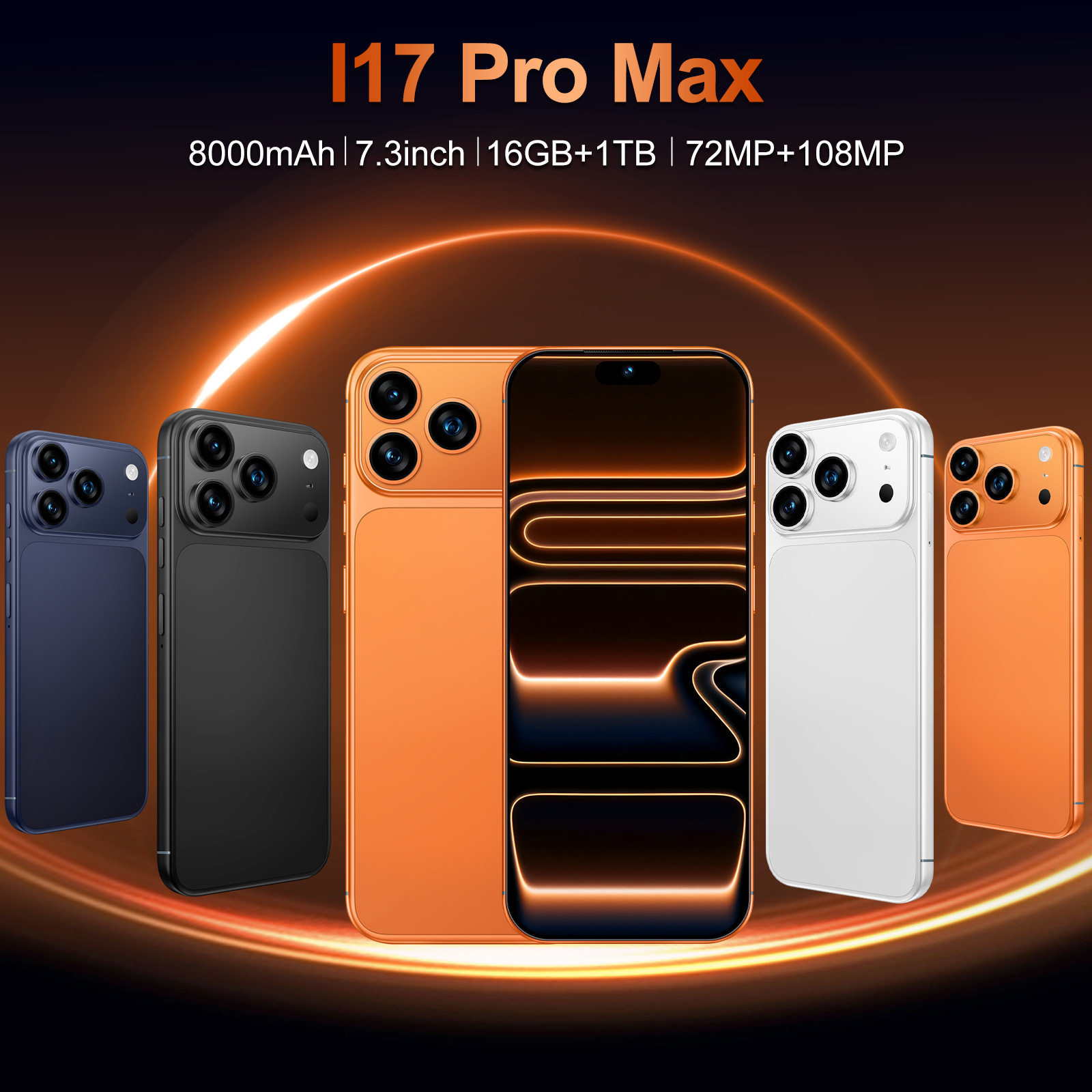 2025热销 跨境手机I17 Pro Max真4G 7.3寸大屏4+64外贸全网通