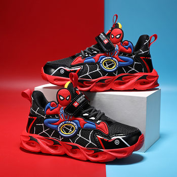 Cartoon Kidsren's Light-Up Shoes 2025 Autum New Style Boys' Running Light-Up Shoes Kidsren's Mesh Breathable Sports Shoes