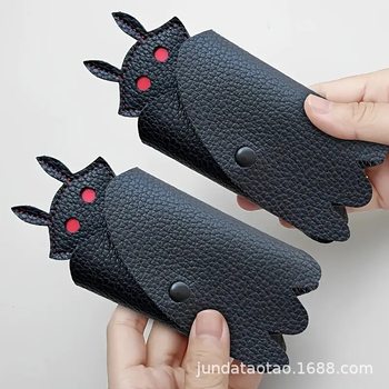 Halloween Gothic Mothman Leather Keychain Bat Key Storage Bag Christmas Men's Car Key Bag