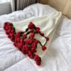 Finished Handmade Woolen Bouquet Blanket, Crocheted Lily of the Valley Rose Blanket, Creative Bouquet, Essential Gift for Goddess
