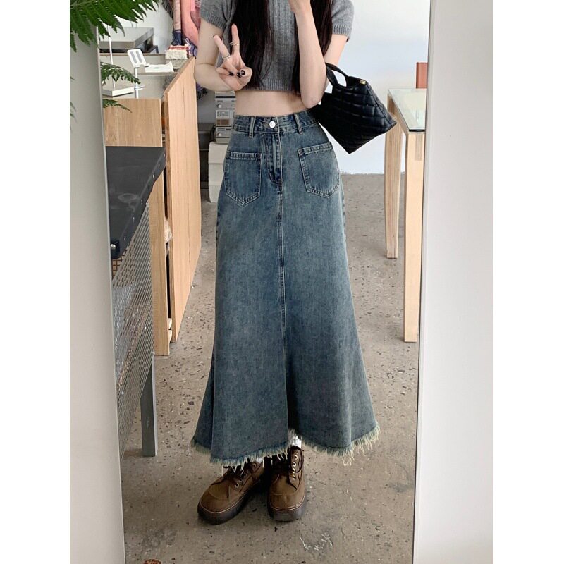 High Waisted Mermaid Skirt Slimming Versatile Mid Length Denim Spring Summer Fashion for Women Wholesale Available