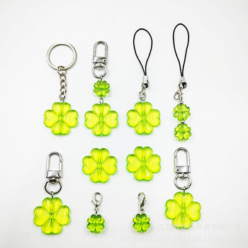 Cross-Border Hot-Selling Straight Hole Clover Four-Leaf Flower Pendant Internet Celebrity Girl Creative Bag Keychain Pendant Accessories