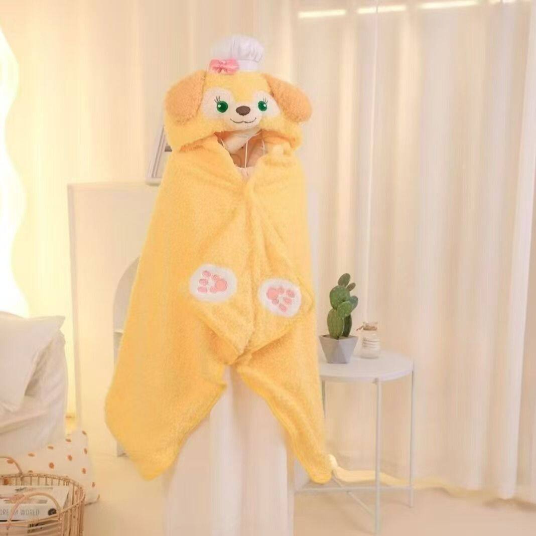 Cute and Soft Chef Dog Air Conditioning Blanket, Hooded Shawl Bath Towel, Plush Cloak, Nap Blanket, Can Be Stored