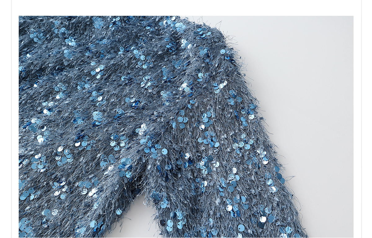 Set áo len dài tay cổ V đính sequin kèm chân váy nhung dài vừa — Váy màu lục lam (giao hàng trong 7 ngày), Váy màu lục lam (phát hành cùng ngày), Áo sequin (giao hàng trong 7 ngày), Áo sequin (giao hàng trong ngày)