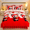 Class a Thickeneded Milk Velvet Four-Piece Autumn and Winter Cartoon Bed Skirt Quilt Cover Double-Sided Coral Velvet Bed Three-Piece Quilt Cover