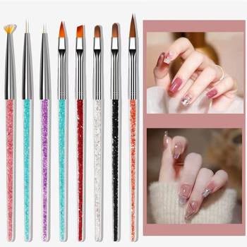 Cross-border Japanese nail art brush suit carved fan-shaped stamp gradient pen blooming pen factory wholesale nail art tools