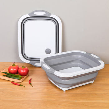 Three-in-one multi-functional folding cutting board sink cutting board folding plastic cutting board portable folding cutting board vegetable washing basin