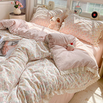 Bedding Four-Piece Set for Autumn and Winter, High-End Home Warm Quilt Cover, Winter Bed Bed Sheets Quilt Cover, Dormitory Three-Piece Set