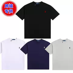 Cross-Border Export Laff Rl Embroidered T-Shirt Pony Logo Men's and Women's Round Neck Short-Sleeved T-Shirt Versatile Casual Cotton Summer