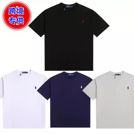 Cross-Border Export Laff Rl Embroidered T-Shirt Pony Logo Men's and Women's Round Neck Short-Sleeved T-Shirt Versatile Casual Cotton Summer