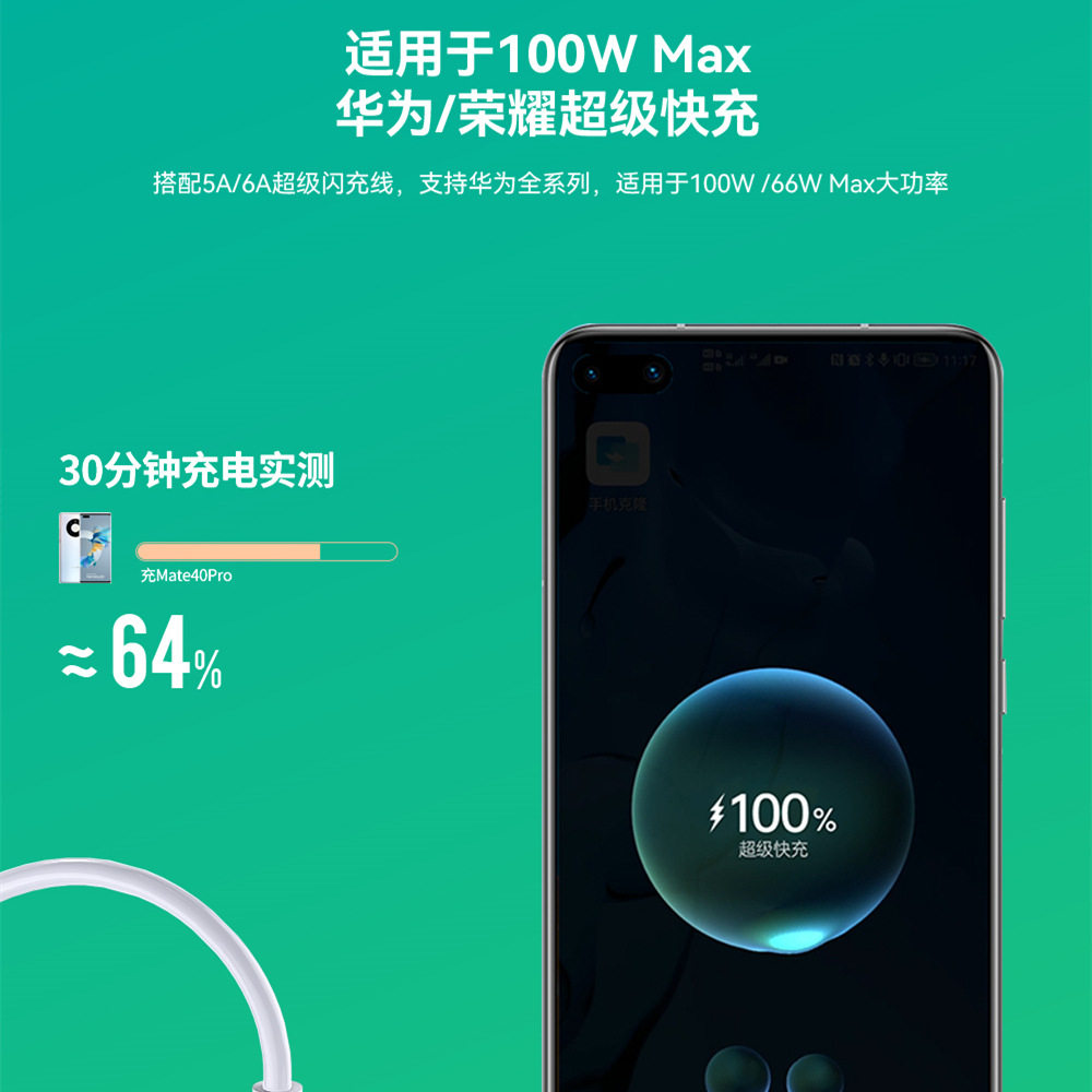 Through Train 100W Super Fast Charger Car Charger for Android Apple Mobile Phone Car Metal Car Charger