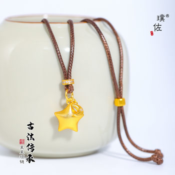 Popular Diamond-Studded Origami Star and Moon Necklace with Pentagram and Moon Design, Versatile Collarbone Chain