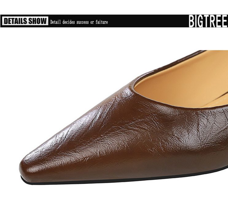 Giày Búp Bê Nữ Mũi Nhọn Da Bóng Chiều Cao Đế Khoảng 3cm Màu Đen, Nâu, Đỏ, Trắng chi tiết 36