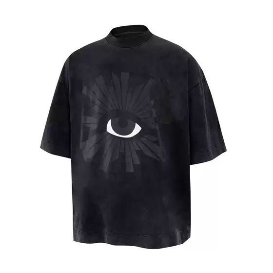 HOUSE OF ERRORS Eye of Truth Foam Printed Loose High Collar Unisex T-Shirt Trendy